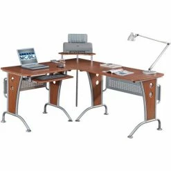 Techni Mobili Deluxe L-Shaped Computer Desk with Pull Out Keyboard Panel, Mahogany 11 Techni Mobili Deluxe L-Shaped Computer Desk with Pull Out Keyboard Panel, Mahogany -Outlet Desks & Workstations Store RT5 RTA 3806 M615 04