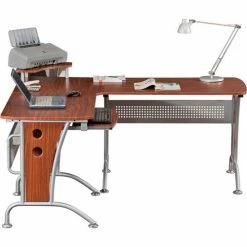 Techni Mobili Deluxe L-Shaped Computer Desk with Pull Out Keyboard Panel, Mahogany 12 Techni Mobili Deluxe L-Shaped Computer Desk with Pull Out Keyboard Panel, Mahogany -Outlet Desks & Workstations Store RT5 RTA 3806 M615 05