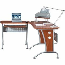 Techni Mobili Deluxe L-Shaped Computer Desk with Pull Out Keyboard Panel, Mahogany 13 Techni Mobili Deluxe L-Shaped Computer Desk with Pull Out Keyboard Panel, Mahogany -Outlet Desks & Workstations Store RT5 RTA 3806 M615 06