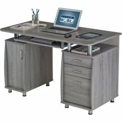 Techni Mobili Complete Workstation Computer Desk with Storage, Gray