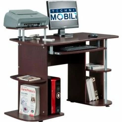 Techni Mobili Complete Computer Workstation Desk with Storage, Chocolate