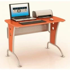 Techni Mobili Computer Desk with Mobile CPU Caddy, 44"W x 24"D x 30"H, Dark Honey