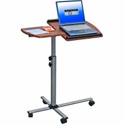 Techni Mobili Deluxe Rolling Laptop Stand, 30"W x 16"D x 36"H, Mahogany