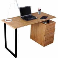Techni Mobili Computer Desk with Storage and File Cabinet, 47-1/4"W x 23-1/2"D x 30-1/4"H, Pine -Outlet Desks & Workstations Store RTA 1305 PN 2