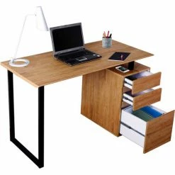 Techni Mobili Computer Desk with Storage and File Cabinet, 47-1/4"W x 23-1/2"D x 30-1/4"H, Pine -Outlet Desks & Workstations Store RTA 1305 PN 3