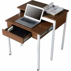 Techni Mobili Retractable Student Desk with Storage, 31-1/2"W x 17-3/4"D x 33-1/2"H, Walnut -Outlet Desks & Workstations Store RTA 1459 WAL 8