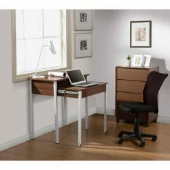 Techni Mobili Retractable Student Desk with Storage, 31-1/2"W x 17-3/4"D x 33-1/2"H, Walnut -Outlet Desks & Workstations Store RTA 1459 WAL 9