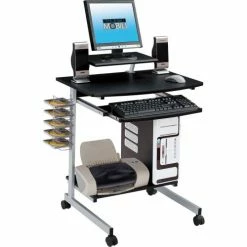 Techni Mobili Compact Graphite Gray Computer Desk, 27-1/2"W x 19"D x 36"H -Outlet Desks & Workstations Store RTA 2018 GPH06 6