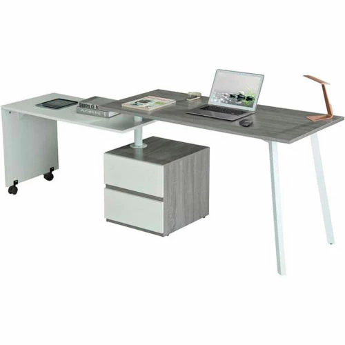 Techni Mobili Rotating Multi-Positional Modern Desk, Gray 2 Techni Mobili Rotating Multi-Positional Modern Desk, Gray - Image 2
