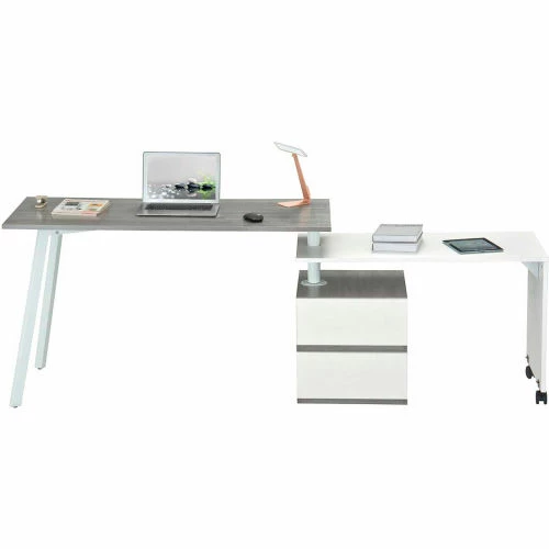 Techni Mobili Rotating Multi-Positional Modern Desk, Gray 5 Techni Mobili Rotating Multi-Positional Modern Desk, Gray - Image 5