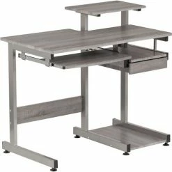 Techni Mobili Complete Computer Workstation Desk, 37-3/4"W x 22"D x 35-1/4"H, Gray