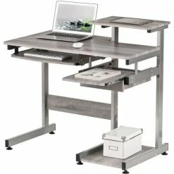Techni Mobili Complete Computer Workstation Desk, 37-3/4"W x 22"D x 35-1/4"H, Gray -Outlet Desks & Workstations Store RTA 2706A GRY 13