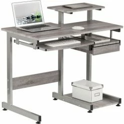 Techni Mobili Complete Computer Workstation Desk, 37-3/4"W x 22"D x 35-1/4"H, Gray -Outlet Desks & Workstations Store RTA 2706A GRY 4