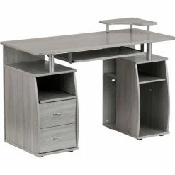 Techni Mobili Complete Computer Workstation Desk with Storage, Gray