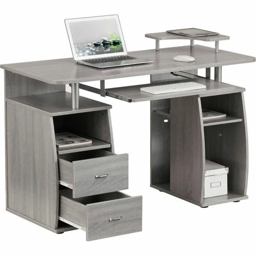 Techni Mobili Complete Computer Workstation Desk with Storage, Gray 4 Techni Mobili Complete Computer Workstation Desk with Storage, Gray - Image 4