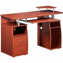 Techni Mobili Complete Computer Workstation Desk with Storage, Mahogany 5 Techni Mobili Complete Computer Workstation Desk with Storage, Mahogany -Outlet Desks & Workstations Store RTA 8211 M615 2