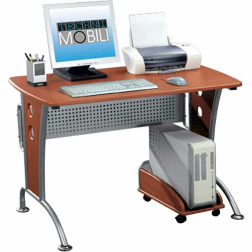 Techni Mobili Computer Desk with Mobile CPU Caddy, 44"W x 24"D x 30"H, Dark Honey 4 Techni Mobili Computer Desk with Mobile CPU Caddy, 44"W x 24"D x 30"H, Dark Honey - Image 4