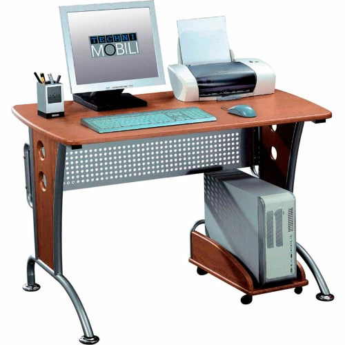 Techni Mobili Computer Desk with Mobile CPU Caddy, 44"W x 24"D x 30"H, Dark Honey 6 Techni Mobili Computer Desk with Mobile CPU Caddy, 44"W x 24"D x 30"H, Dark Honey - Image 6