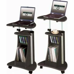 Techni Mobili Sit-to-Stand Rolling Laptop Cart with Storage, 22"W x 16"D x 43"H, Graphite -Outlet Desks & Workstations Store RTA B002 GPH06 3