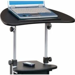 Techni Mobili Deluxe Rolling Laptop Cart with Storage, 21-1/2"W x 15-1/2"D x 31- 45"H, Black -Outlet Desks & Workstations Store RTA B005 BK46 2