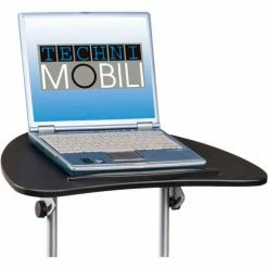 Techni Mobili Deluxe Rolling Laptop Cart with Storage, 21-1/2"W x 15-1/2"D x 31- 45"H, Black -Outlet Desks & Workstations Store RTA B005 BK46 3