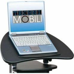Techni Mobili Deluxe Rolling Laptop Cart with Storage, 21-1/2"W x 15-1/2"D x 31- 45"H, Black -Outlet Desks & Workstations Store RTA B005 BK46 4