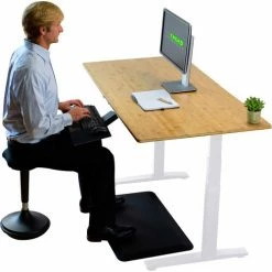 Uncaged Ergonomics RU-WB Rise Up Electric Adjustable Height Standing Desk, Bamboo Top & White Frame -Outlet Desks & Workstations Store Rubw 01