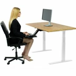 Uncaged Ergonomics RU-WB Rise Up Electric Adjustable Height Standing Desk, Bamboo Top & White Frame -Outlet Desks & Workstations Store Rubw 04