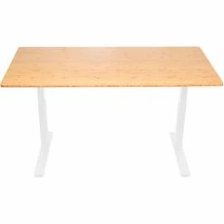 Uncaged Ergonomics RU-WB Rise Up Electric Adjustable Height Standing Desk, Bamboo Top & White Frame