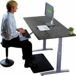 Uncaged Ergonomics RISE UP Electric Adjustable Height Sit-Stand Desk Workstation - Gray -Outlet Desks & Workstations Store Rugbk gray 04