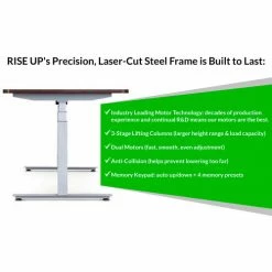 Uncaged Ergonomics RISE UP Electric Adjustable Height Sit-Stand Desk Workstation - Gray -Outlet Desks & Workstations Store Rugbk gray 06