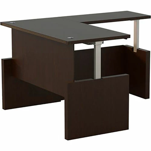 Safco® Aberdeen Height-Adjustable Desk, Straight Front w/Return, 84"D x 72"W, Mocha 2 Safco® Aberdeen Height-Adjustable Desk, Straight Front w/Return, 84"D x 72"W, Mocha - Image 2
