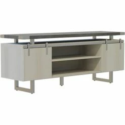 Safco® Mirella Low Wall Cabinet Wood Doors, 20"D x 72"W x 29-1/2"H, Stone Gray -Outlet Desks & Workstations Store SAC MRLWCWDSGY