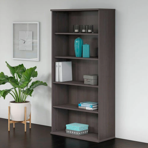 Bush Business Furniture Bush Furniture 5-Shelf Bookcase - Storm Gray - Studio C Series 2 Bush Business Furniture Bush Furniture 5-Shelf Bookcase - Storm Gray - Studio C Series - Image 2