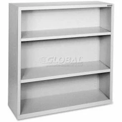 Lorell Fortress Series 3-Shelf Bookcase, LLR41283, 13"W x 34-1/2"D x 42"H, Light Gray