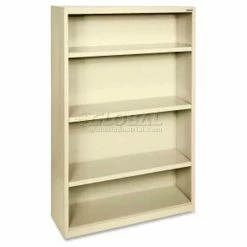 Lorell Fortress Series 4-Shelf Bookcase, LLR41287, 13"W x 34-1/2"D x 60"H, Putty