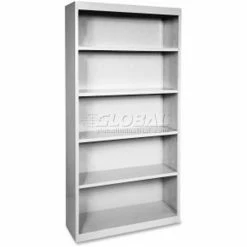 Lorell Fortress Series 5-Shelf Bookcase, LLR41289, 13"W x 34-1/2"D x 72"H, Light Gray