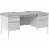 Lorell Double Pedestal Steel Desk - 60" x 30" - Gray