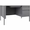 Lorell Fortress Steel Teachers Desk - 48" x 30" - White/Platinum