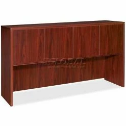 Lorell® Hutch With Doors - 72"W x 15"D x 36"H - Mahogany - Essentials Series