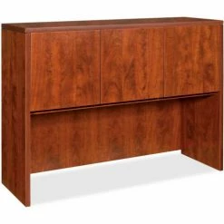 Lorell® Hutch With Doors - 48"W x 17"D x 36"H - Cherry - Essentials Series -Outlet Desks & Workstations Store SPR LLR69418