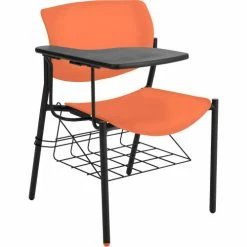 Lorell® Writing Tablet Student Chair - Orange - Set of 2