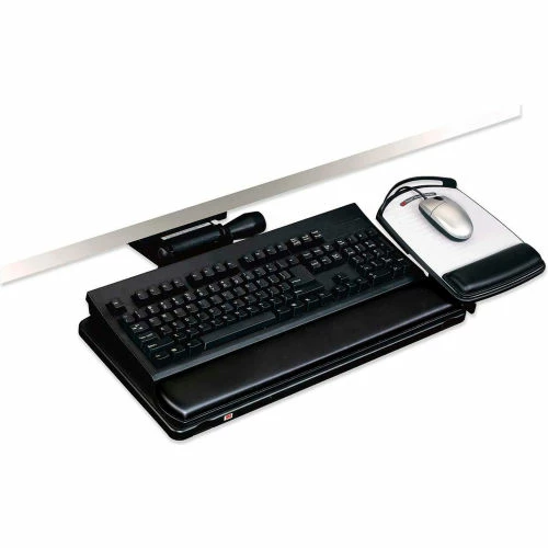 3M AKT150LE Easy Adjust Keyboard Tray with Mouse Platform, 23" Track Length, Black 7 3M AKT150LE Easy Adjust Keyboard Tray with Mouse Platform, 23" Track Length, Black - Image 7