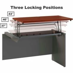 Bush Business Furniture Bush Furniture 60"W Left Hand 3 Position Sit-Stand L-Desk - Graphite Gray / Hansen Cherry - Series C -Outlet Desks & Workstations Store SRC127HCSU 03