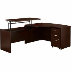 Bush Business Furniture Bush Furniture 60"W Left Hand 3 Position Sit-Stand L-Desk - Mocha Cherry - Series C