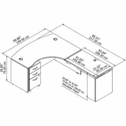 Bush Business Furniture Bush Furniture 60"W Right Hand 3 Position Sit-Stand L-Desk -Graphite Gray / Hansen Cherry - Series C -Outlet Desks & Workstations Store SRC128HCSU 06