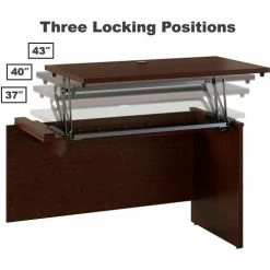 Bush Business Furniture Bush Furniture 60"W Right Hand 3 Position Sit-Stand L-Desk - Mocha Cherry - Series C -Outlet Desks & Workstations Store SRC128MRSU 03