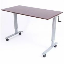 Luxor Standing Desk - Crank Adjustable Height - 59"L x 29-1/2"W - Walnut