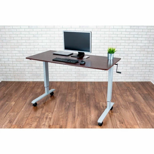 Luxor Standing Desk - Crank Adjustable Height - 59"L x 29-1/2"W - Walnut 7 Luxor Standing Desk - Crank Adjustable Height - 59"L x 29-1/2"W - Walnut - Image 7