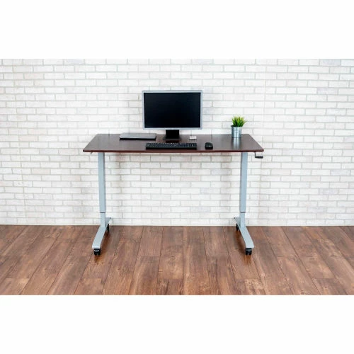 Luxor Standing Desk - Crank Adjustable Height - 59"L x 29-1/2"W - Walnut 8 Luxor Standing Desk - Crank Adjustable Height - 59"L x 29-1/2"W - Walnut - Image 8